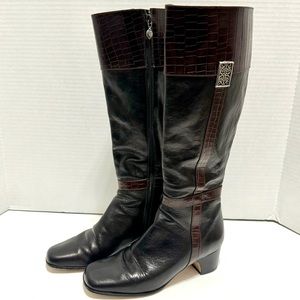 EUC Brighton Vintage Collectible “Gwen” Leather Boots in Black/Brown